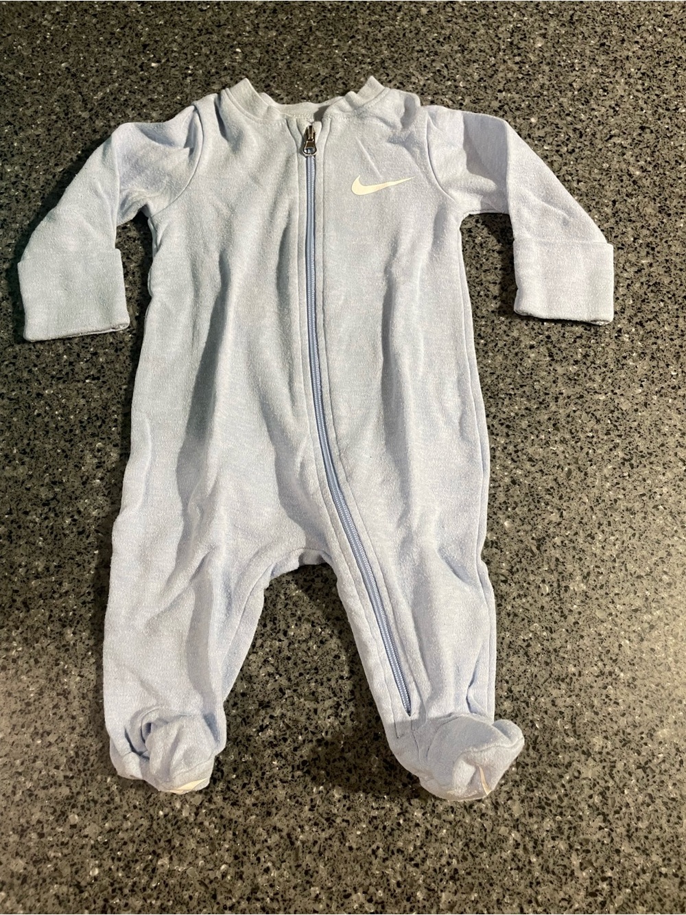 Nike Baby Light Blue Footed One-Piece Zippered Sleeper